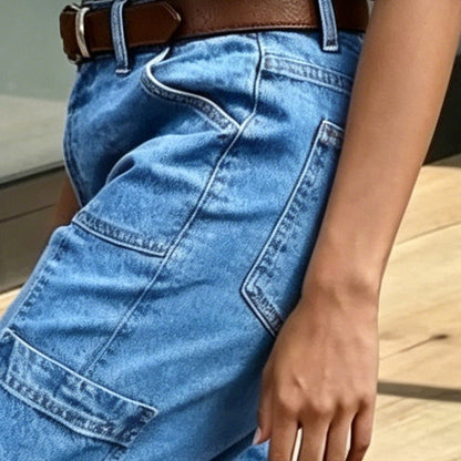 👖 LIMITED-TIME 35% OFF! ✨ Women's Casual Stretchy Cropped Denim Pants – Barrel Fit, Mid-Waist, Multi-Pockets 🌿