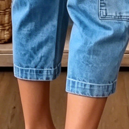 👖 LIMITED-TIME 35% OFF! ✨ Women's Casual Stretchy Cropped Denim Pants – Barrel Fit, Mid-Waist, Multi-Pockets 🌿