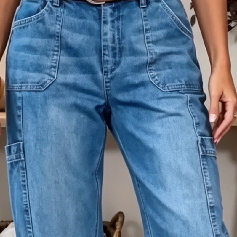 👖 LIMITED-TIME 35% OFF! ✨ Women's Casual Stretchy Cropped Denim Pants – Barrel Fit, Mid-Waist, Multi-Pockets 🌿