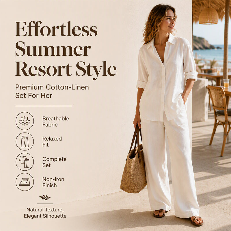 ⌛Limited-Time Offer🔥Bestseller👚 Casual Shirt & Wide-Leg Pants Set – Effortless Coordination & All-Day Comfort for Every Look