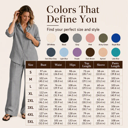 ⌛Limited-Time Offer🔥Bestseller👚 Casual Shirt & Wide-Leg Pants Set – Effortless Coordination & All-Day Comfort for Every Look