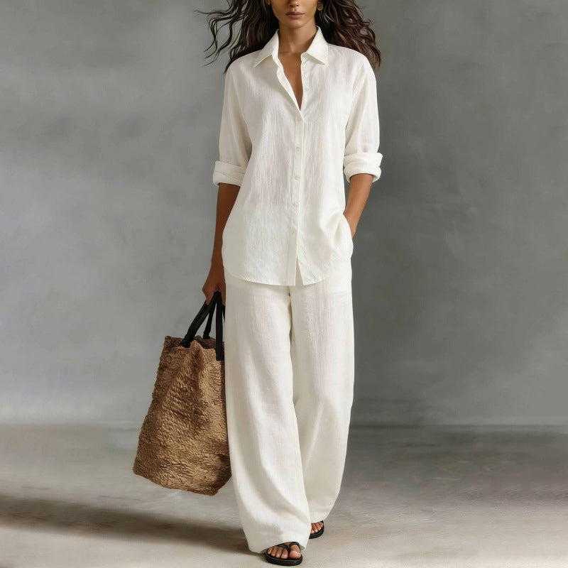 ⌛Limited-Time Offer🔥Bestseller👚 Casual Shirt & Wide-Leg Pants Set – Effortless Coordination & All-Day Comfort for Every Look