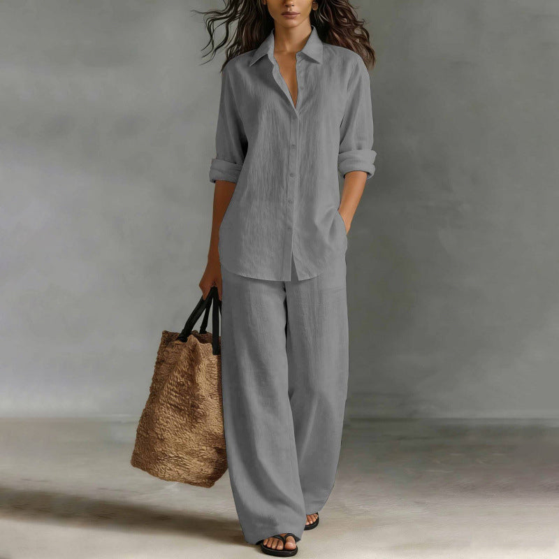 ⌛Limited-Time Offer🔥Bestseller👚 Casual Shirt & Wide-Leg Pants Set – Effortless Coordination & All-Day Comfort for Every Look