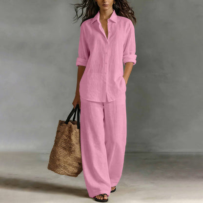 ⌛Limited-Time Offer🔥Bestseller👚 Casual Shirt & Wide-Leg Pants Set – Effortless Coordination & All-Day Comfort for Every Look