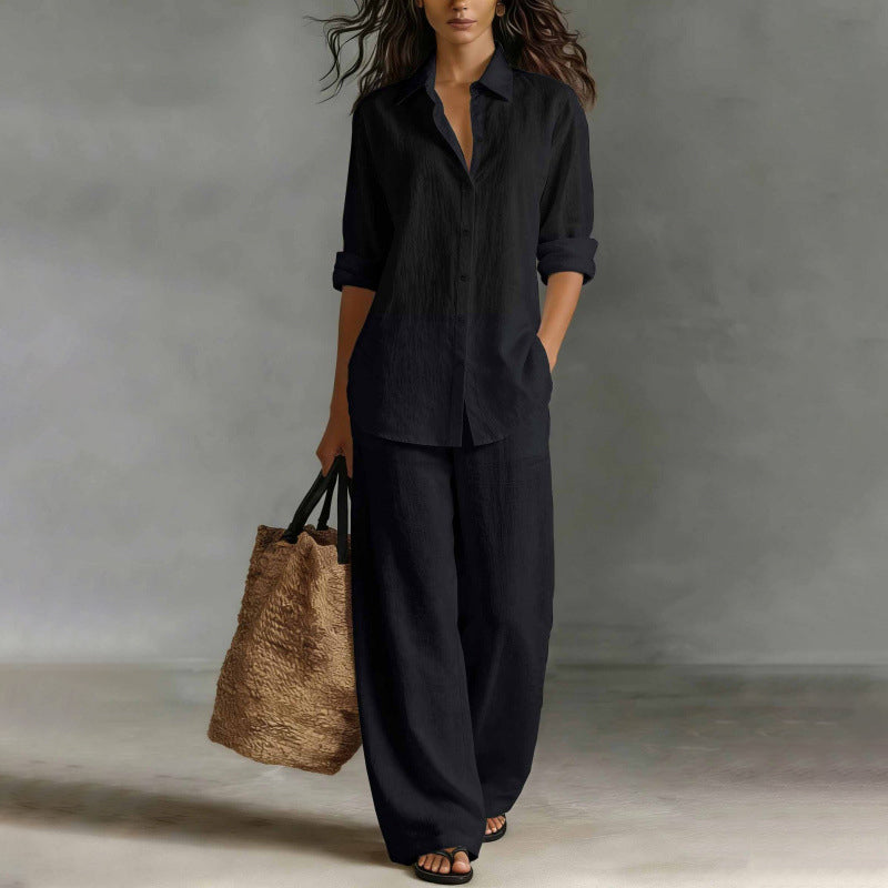 ⌛Limited-Time Offer🔥Bestseller👚 Casual Shirt & Wide-Leg Pants Set – Effortless Coordination & All-Day Comfort for Every Look