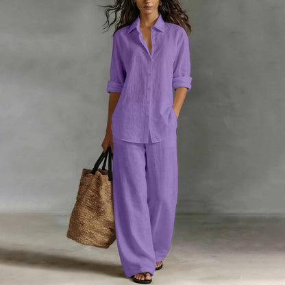 ⌛Limited-Time Offer🔥Bestseller👚 Casual Shirt & Wide-Leg Pants Set – Effortless Coordination & All-Day Comfort for Every Look