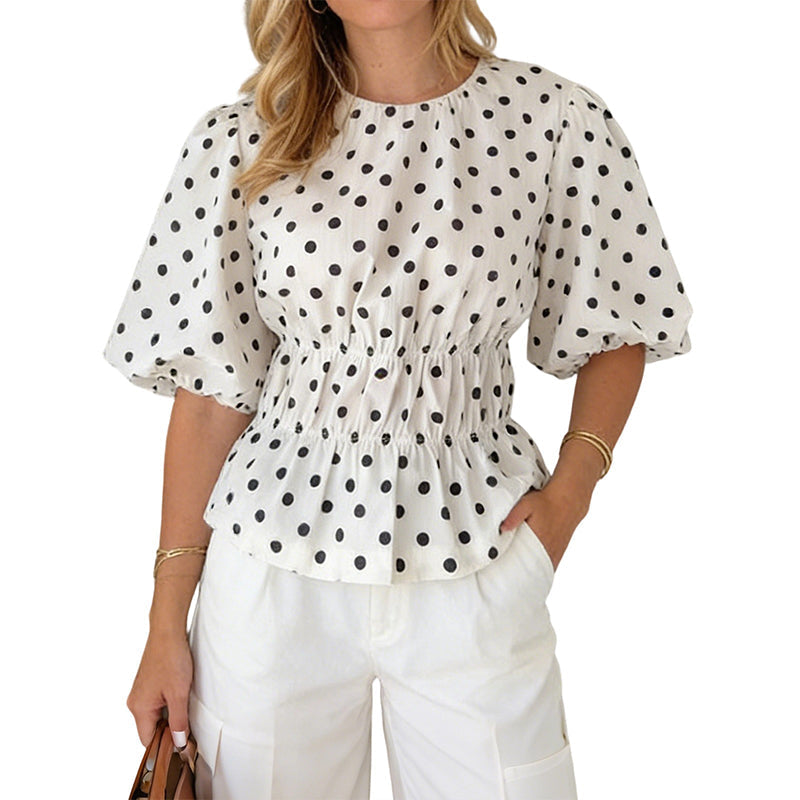 🥳2026 HOT SALE🥳💞Women's Waist-Defining Polka Dot Top