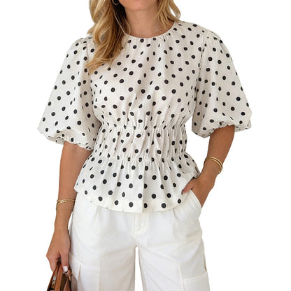 🥳2026 HOT SALE🥳💞Women's Waist-Defining Polka Dot Top