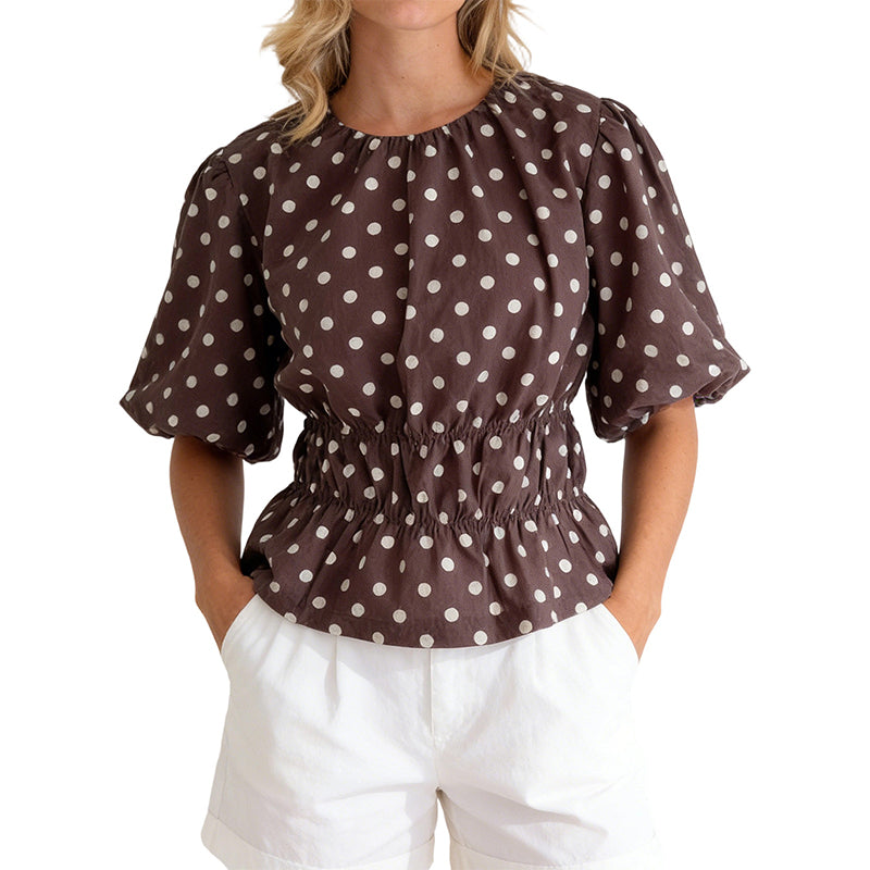 🥳2026 HOT SALE🥳💞Women's Waist-Defining Polka Dot Top