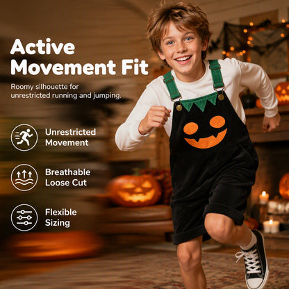 👻 HOT HALLOWEEN DEAL✨Kids Pumpkin Corduroy Suspender Overalls Shorts