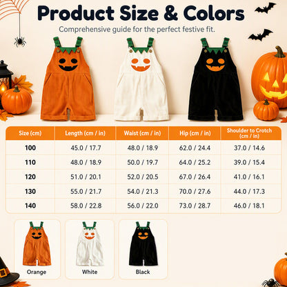 👻 HOT HALLOWEEN DEAL✨Kids Pumpkin Corduroy Suspender Overalls Shorts