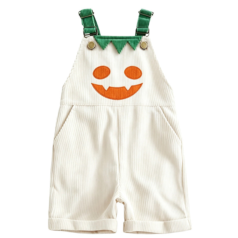 👻 HOT HALLOWEEN DEAL✨Kids Pumpkin Corduroy Suspender Overalls Shorts