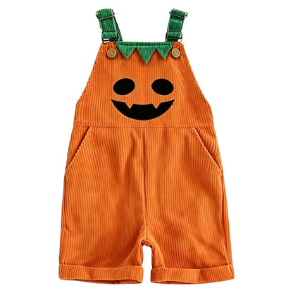 👻 HOT HALLOWEEN DEAL✨Kids Pumpkin Corduroy Suspender Overalls Shorts