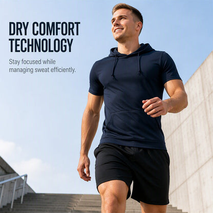 🔥 2026 Fresh Drops | Flat 50% OFF Today! 💸Men's Hooded Short Sleeve T-Shirt with Pocket
