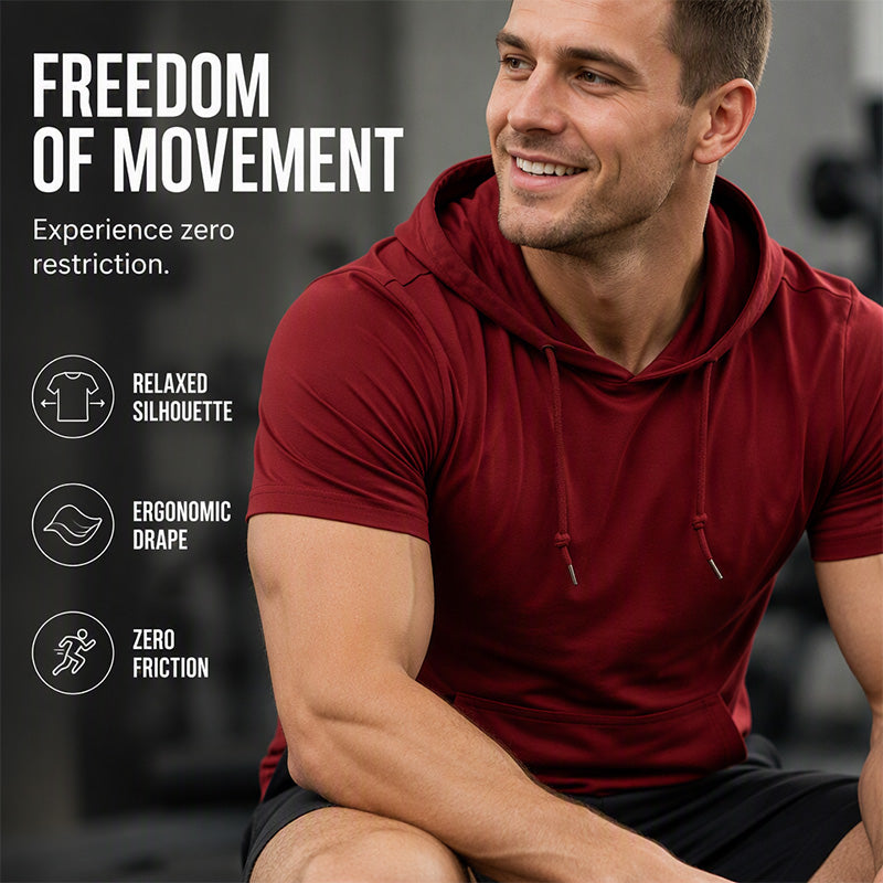 🔥 2026 Fresh Drops | Flat 50% OFF Today! 💸Men's Hooded Short Sleeve T-Shirt with Pocket