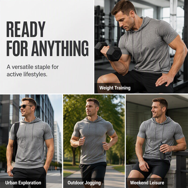 🔥 2026 Fresh Drops | Flat 50% OFF Today! 💸Men's Hooded Short Sleeve T-Shirt with Pocket