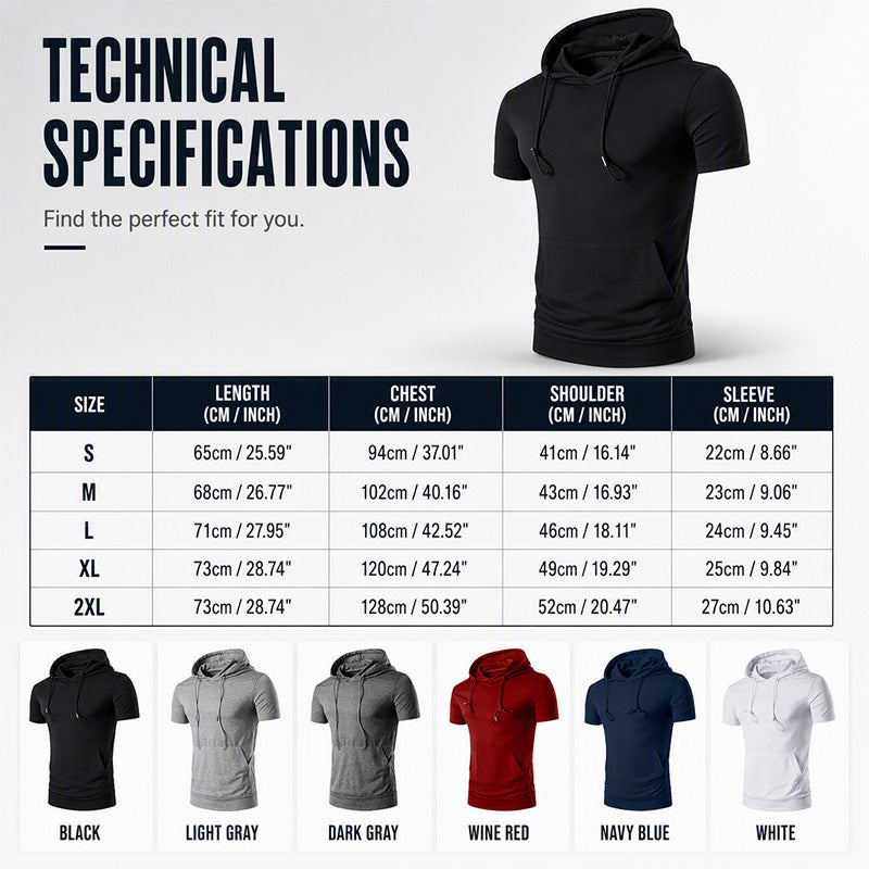 🔥 2026 Fresh Drops | Flat 50% OFF Today! 💸Men's Hooded Short Sleeve T-Shirt with Pocket
