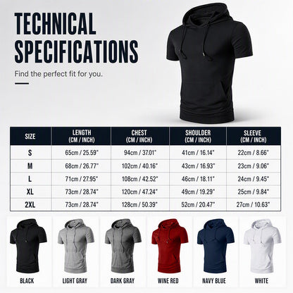 🔥 2026 Fresh Drops | Flat 50% OFF Today! 💸Men's Hooded Short Sleeve T-Shirt with Pocket