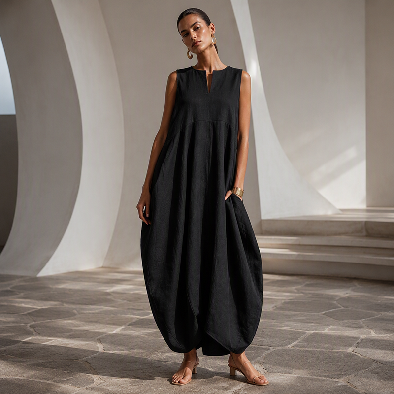 🌸 50% OFF NOW! 🌸Women's Sleeveless V-Neck Wide-Leg Jumpsuit with Pockets