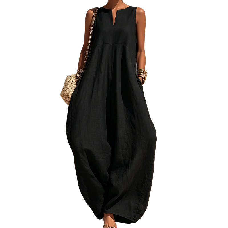 🌸 50% OFF NOW! 🌸Women's Sleeveless V-Neck Wide-Leg Jumpsuit with Pockets