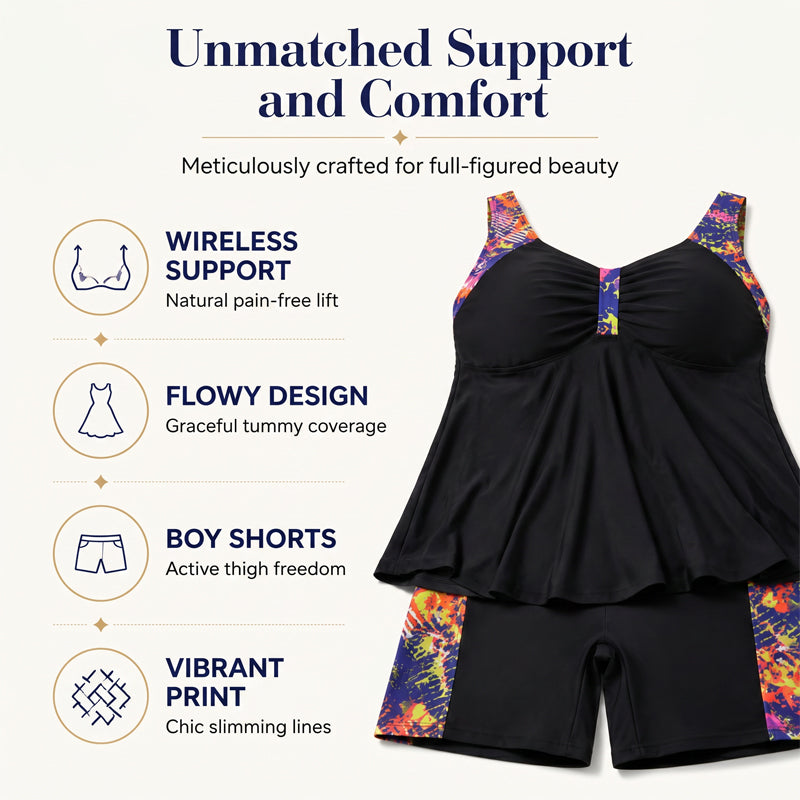 🥳2026 HOT SALE 50% Off🥳💞Women's Flowy Tankini Top and Shorts Swimsuit