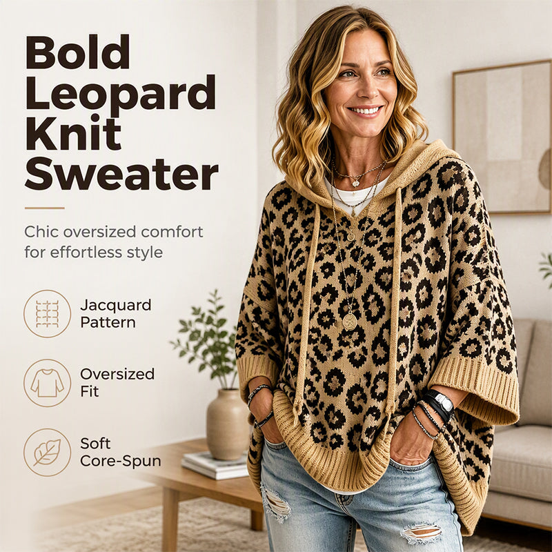 ✨New Arrivals: 50% Off & Free Shipping✈️Women’s Leopard Print Knitted Hoodie 