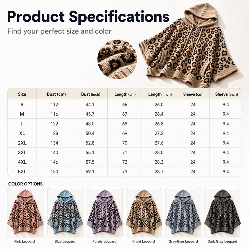 ✨New Arrivals: 50% Off & Free Shipping✈️Women’s Leopard Print Knitted Hoodie 