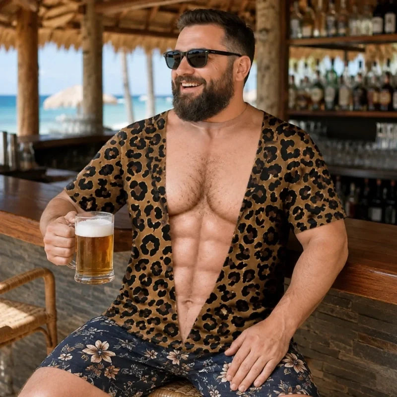 ⏰️LIMITED-TIME 50% OFF! 🔥Funny Men's Fake Muscle T-Shirt – 3D Printed Bodybuilding Illusion Tee for Beach & Parties