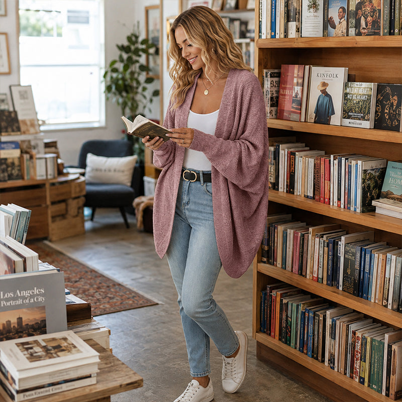 Say Goodbye to Tight, Ordinary Cardigans! Women's Loose Batwing Sleeve Knit Cardigan with a Beautifully Relaxed Silhouette, Roomy Sleeves & Casual Charm That Makes Fall and Winter Layering Feel So Much Easier! 🍂💕
