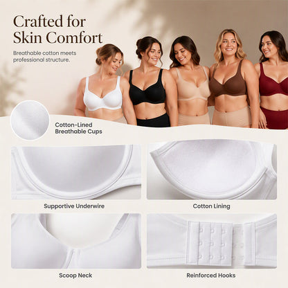 🔥 Women's Plus Size Underwire Bra Push Up Anti-Sagging Comfortable Brassiere