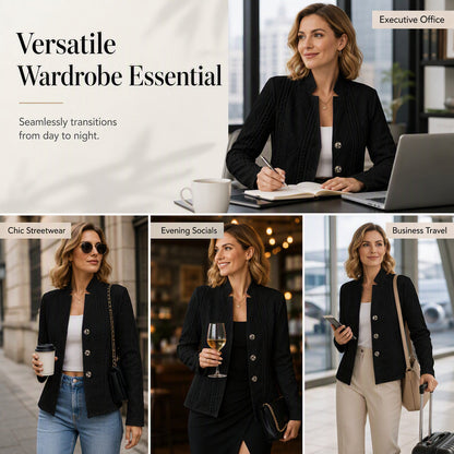 👖 LIMITED-TIME 50% OFF! ✨Women's Textured Button Down Blazer Jacket
