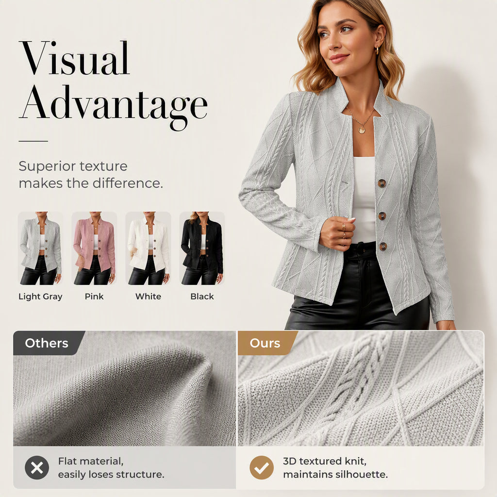 👖 LIMITED-TIME 50% OFF! ✨Women's Textured Button Down Blazer Jacket