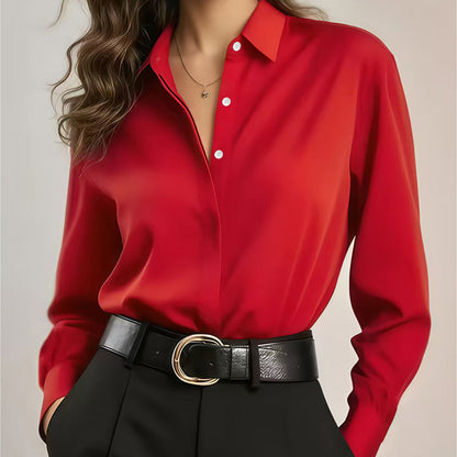 🥳2026 HOT SALE 50% Off🥳💞50K+ SOLD!🌸👚New Arrivals - Satin Button-Front Shirt – Soft Fluid Drape & Versatile Pairing for Any Occasion