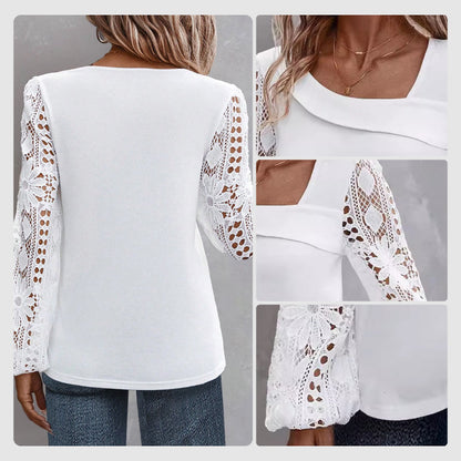 Bestseller👚 Lace Patchwork Cutout Top – Timeless Elegance & All-Day Breathability for Every Look