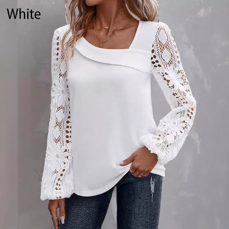 Bestseller👚 Lace Patchwork Cutout Top – Timeless Elegance & All-Day Breathability for Every Look