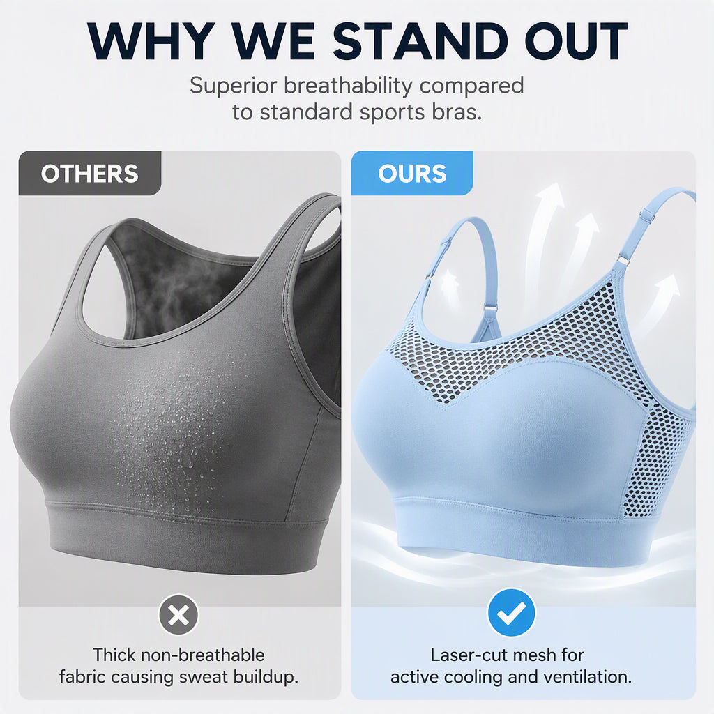 🔥 2026 Fresh Drops | Flat 50% OFF Today! 💸💖Women's Hollow Mesh Push Up Sports Bra