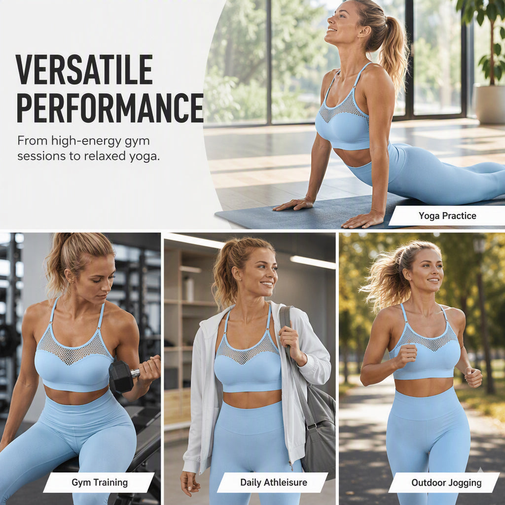 🔥 2026 Fresh Drops | Flat 50% OFF Today! 💸💖Women's Hollow Mesh Push Up Sports Bra