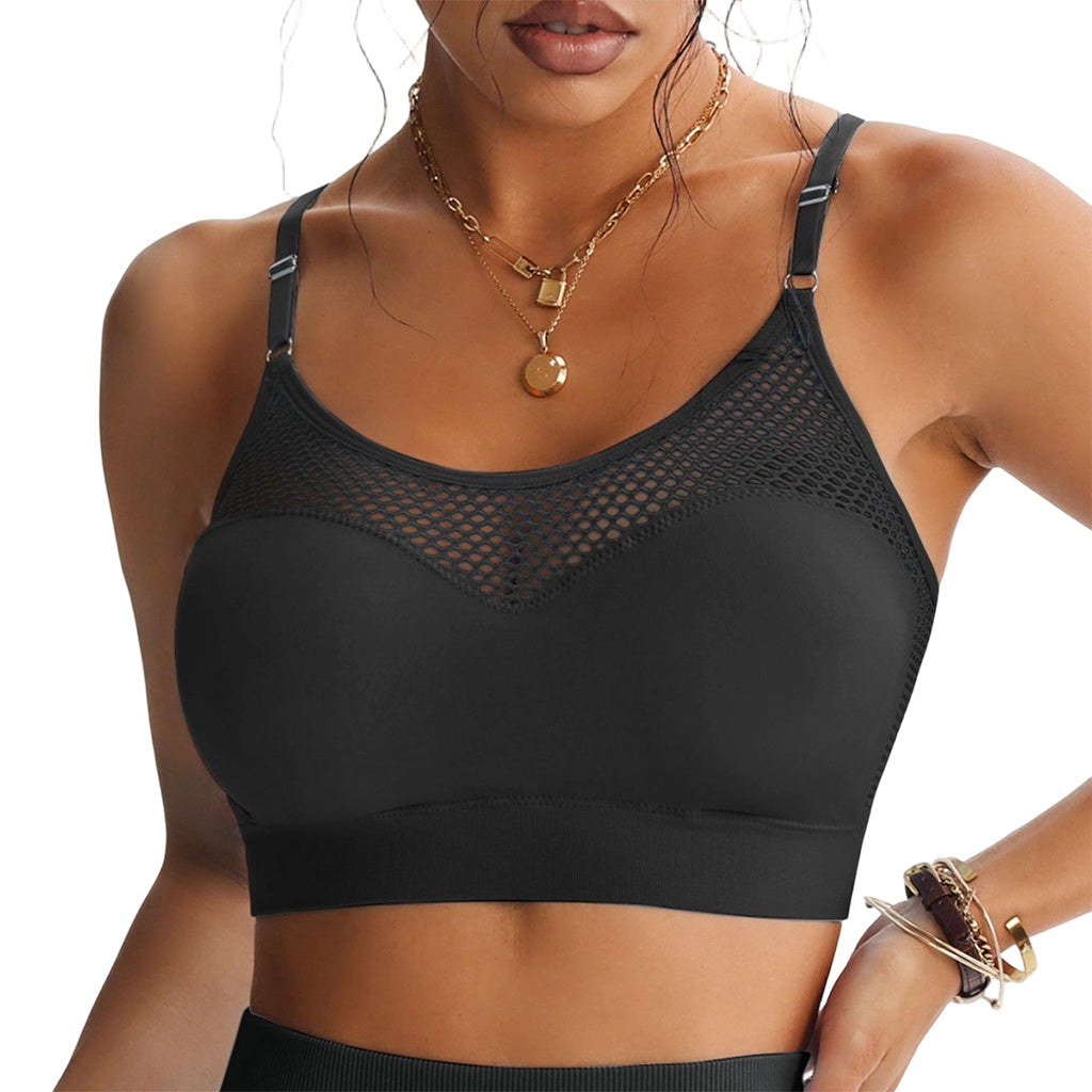 🔥 2026 Fresh Drops | Flat 50% OFF Today! 💸💖Women's Hollow Mesh Push Up Sports Bra