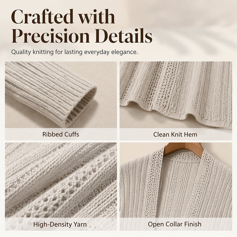 🌸New Arrivals  50% OFF🧥 Elegant Open Cardigan with Knit Texture – Soft Comfort & Versatile Style for Any Occasion