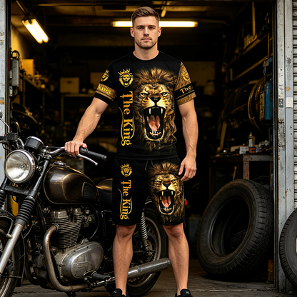 🔥 2026 Fresh Drops | Flat 50% OFF Today! 💸Men's Casual Animal Graphic T-Shirt and Shorts Set