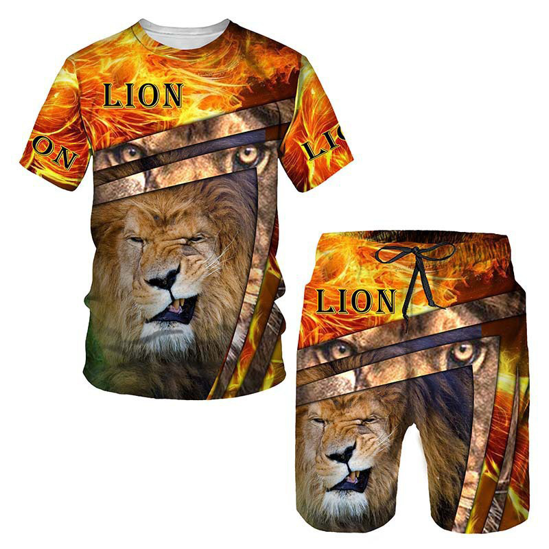 🔥 2026 Fresh Drops | Flat 50% OFF Today! 💸Men's Casual Animal Graphic T-Shirt and Shorts Set