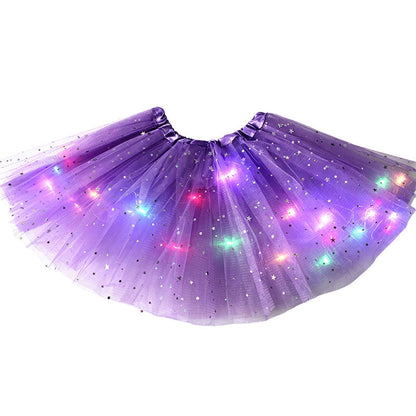 🎁 50% OFF NOW! ✨LED Light Up Sequin Tutu Skirt Star Mesh Princess Skirt for Girls and Adults