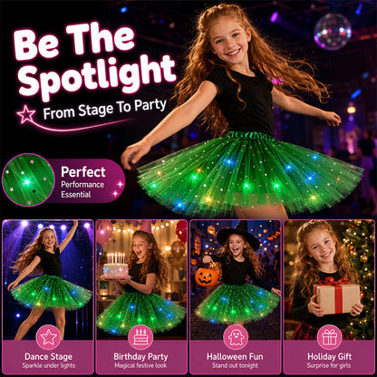 🎁 50% OFF NOW! ✨LED Light Up Sequin Tutu Skirt Star Mesh Princess Skirt for Girls and Adults