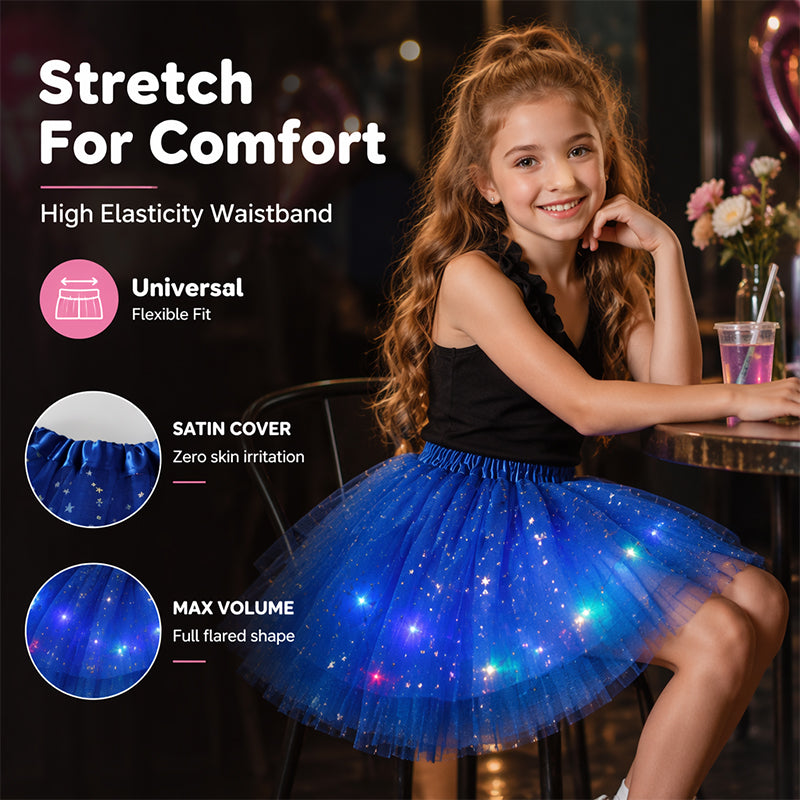 🎁 50% OFF NOW! ✨LED Light Up Sequin Tutu Skirt Star Mesh Princess Skirt for Girls and Adults