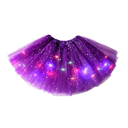 🎁 50% OFF NOW! ✨LED Light Up Sequin Tutu Skirt Star Mesh Princess Skirt for Girls and Adults