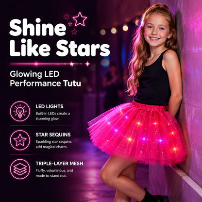 🎁 50% OFF NOW! ✨LED Light Up Sequin Tutu Skirt Star Mesh Princess Skirt for Girls and Adults