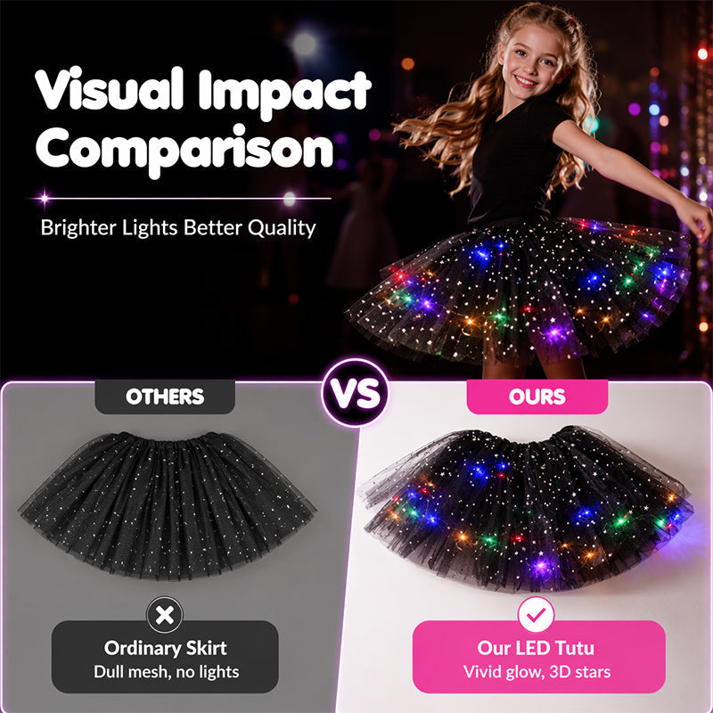 🎁 50% OFF NOW! ✨LED Light Up Sequin Tutu Skirt Star Mesh Princess Skirt for Girls and Adults