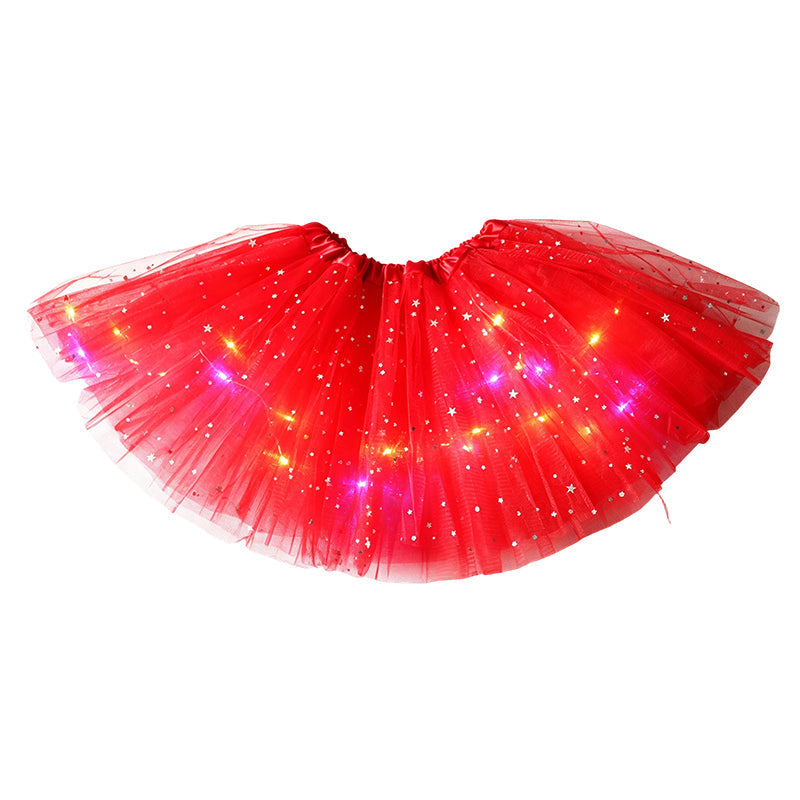 🎁 50% OFF NOW! ✨LED Light Up Sequin Tutu Skirt Star Mesh Princess Skirt for Girls and Adults
