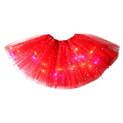 🎁 50% OFF NOW! ✨LED Light Up Sequin Tutu Skirt Star Mesh Princess Skirt for Girls and Adults