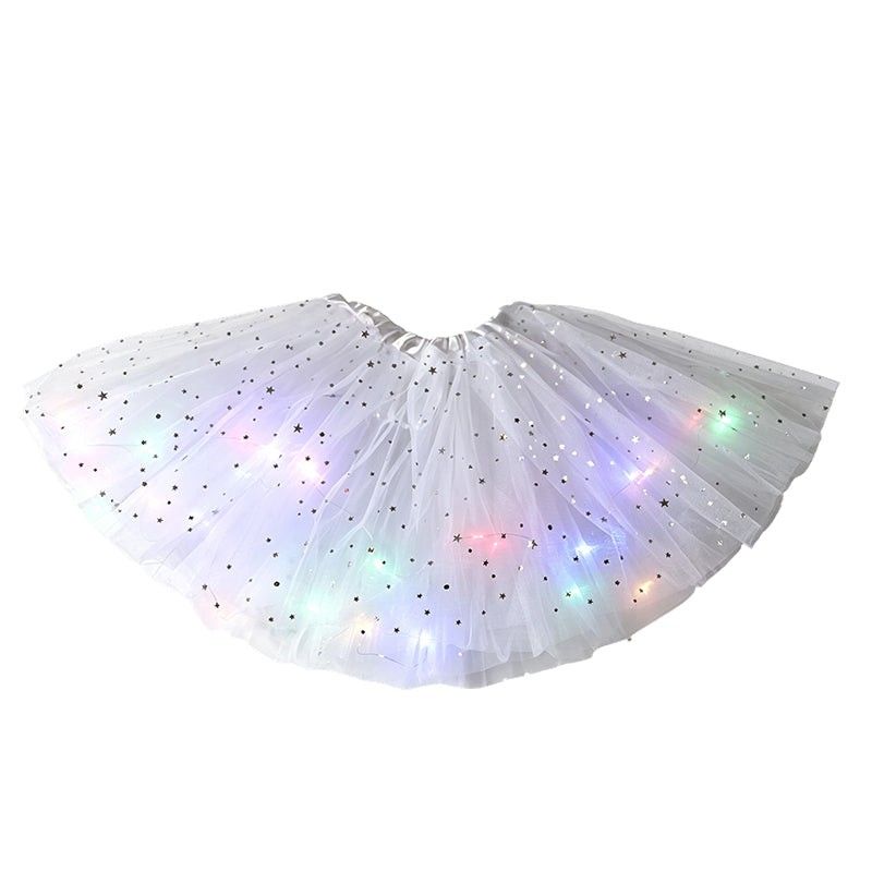 🎁 50% OFF NOW! ✨LED Light Up Sequin Tutu Skirt Star Mesh Princess Skirt for Girls and Adults